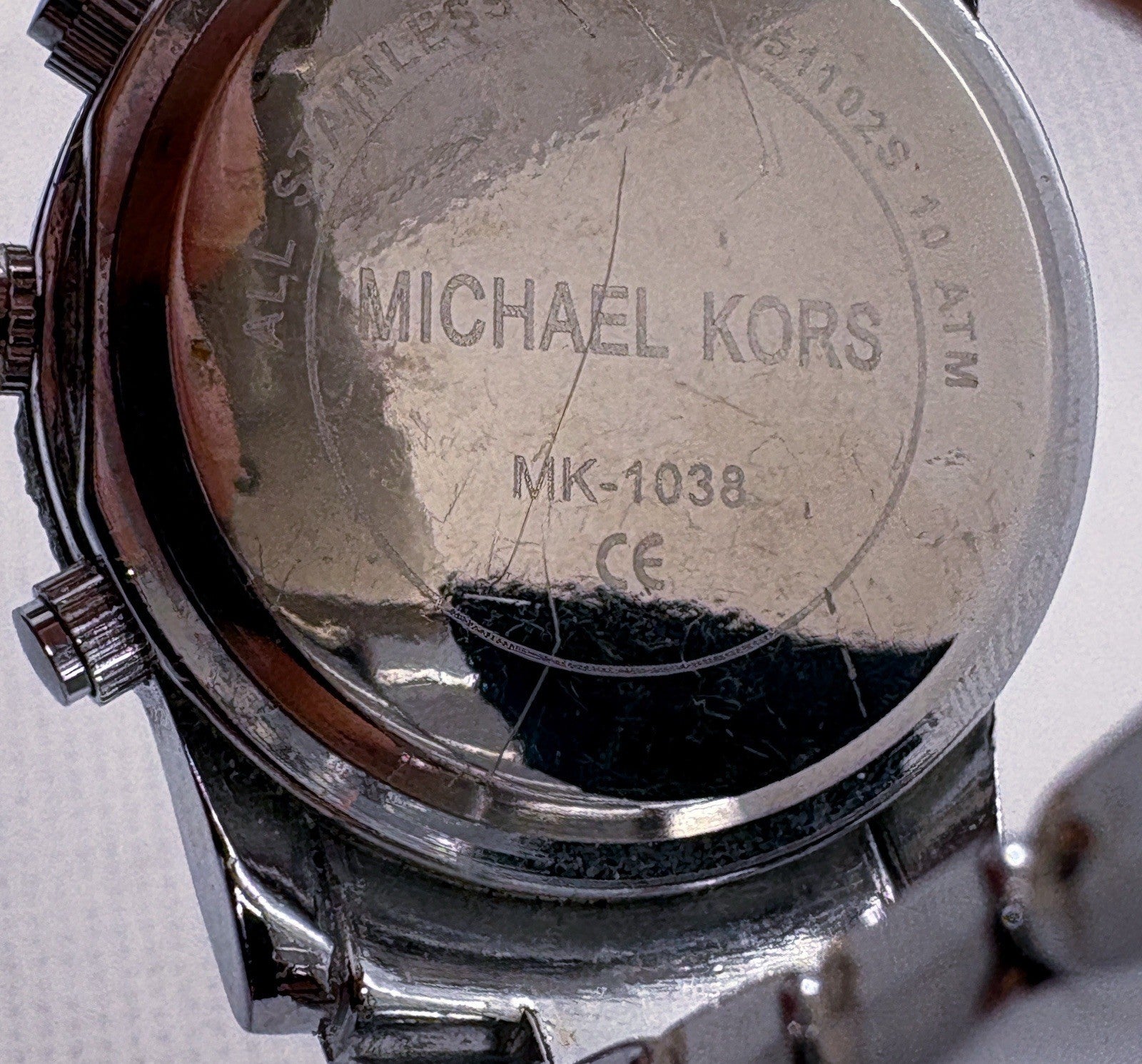 Michael Kors MK-1038 Silver Runway Chronograph Watch - Excellent/Working 6"