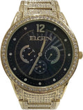 Elgin Men's Gold-Tone 295 Crystals Black Dial Watch - FG160030G 48mm