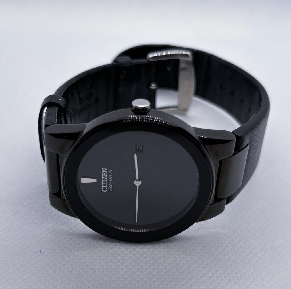 Citizen Eco-Drive Axiom Men’s Watch Black - Leather Band - 40mm Case AU1065-07E