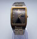 Vintage 1993 Seiko Quartz Two Tone Tank Watch Grey Dial Day Date 7N33-5A09 [R1]