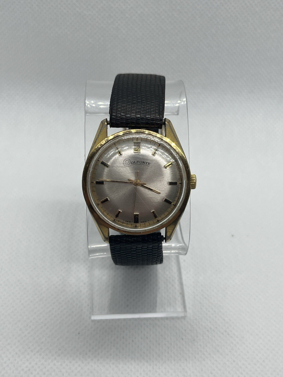 Vintage DUFONTE by LUCIEN PICCARD Men's Manual Wind Watch Lizard Skin Band R838