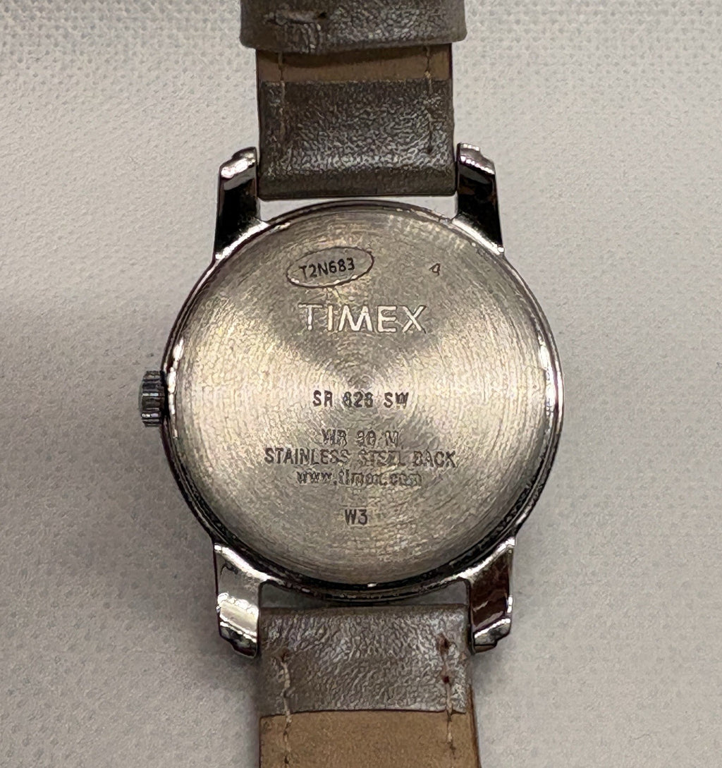 Timex Uptown Chic T2N683 Silver Tone Case 32mm Leather Band Women's Watch