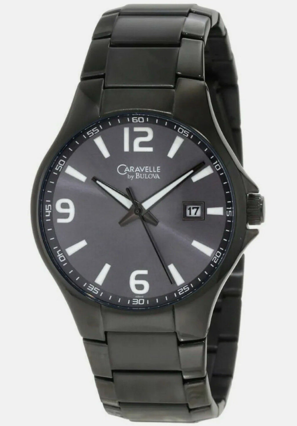 Caravelle by Bulova 45B119 Black Dial Stainless Steel Mens Watch
