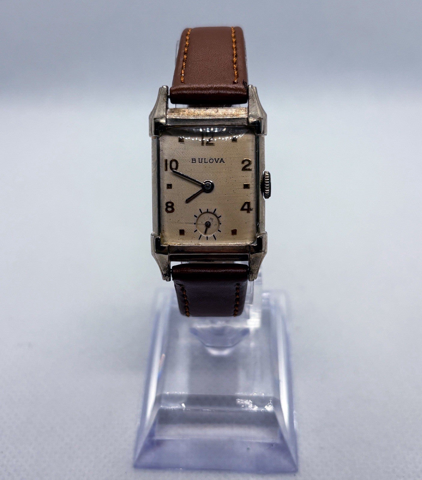 Vintage 1947 Bulova His Excellency Tank 10K GF 21J 7AK Manual Wind Mens Watch