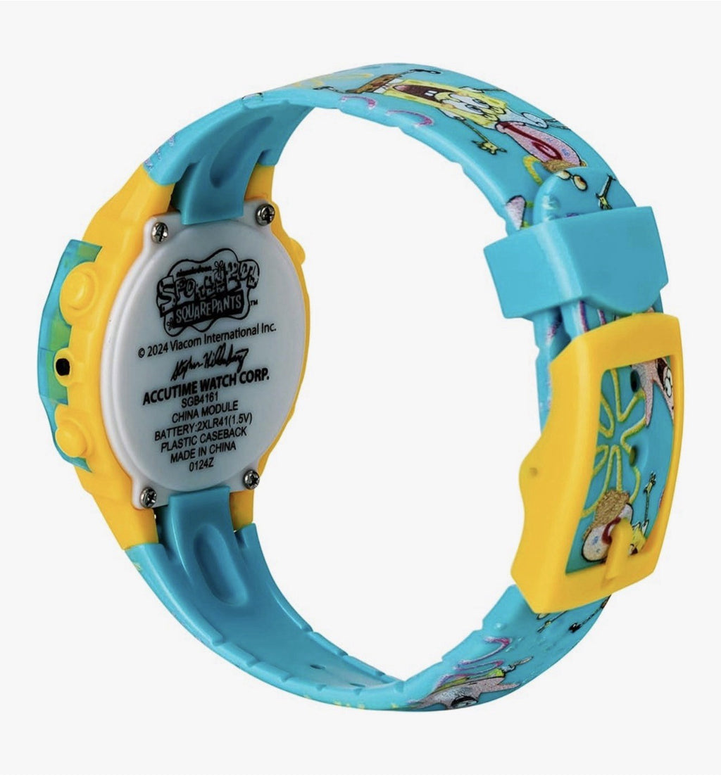 Spongebob Digital Watch w/ Metal Tin Box LCD Interactive Flashing Display