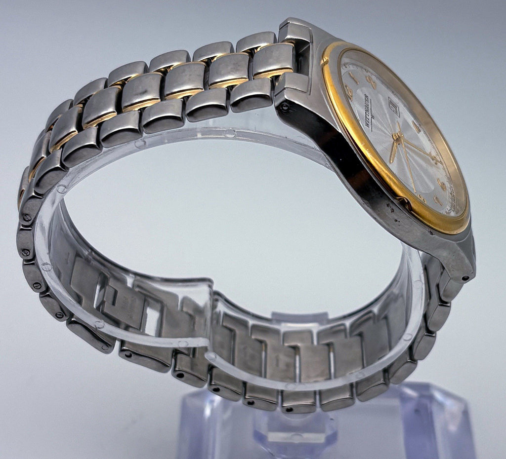 Wittnauer RL8297 Two Tone Quartz 36mm Mens Watch Turbine Guilloche Date