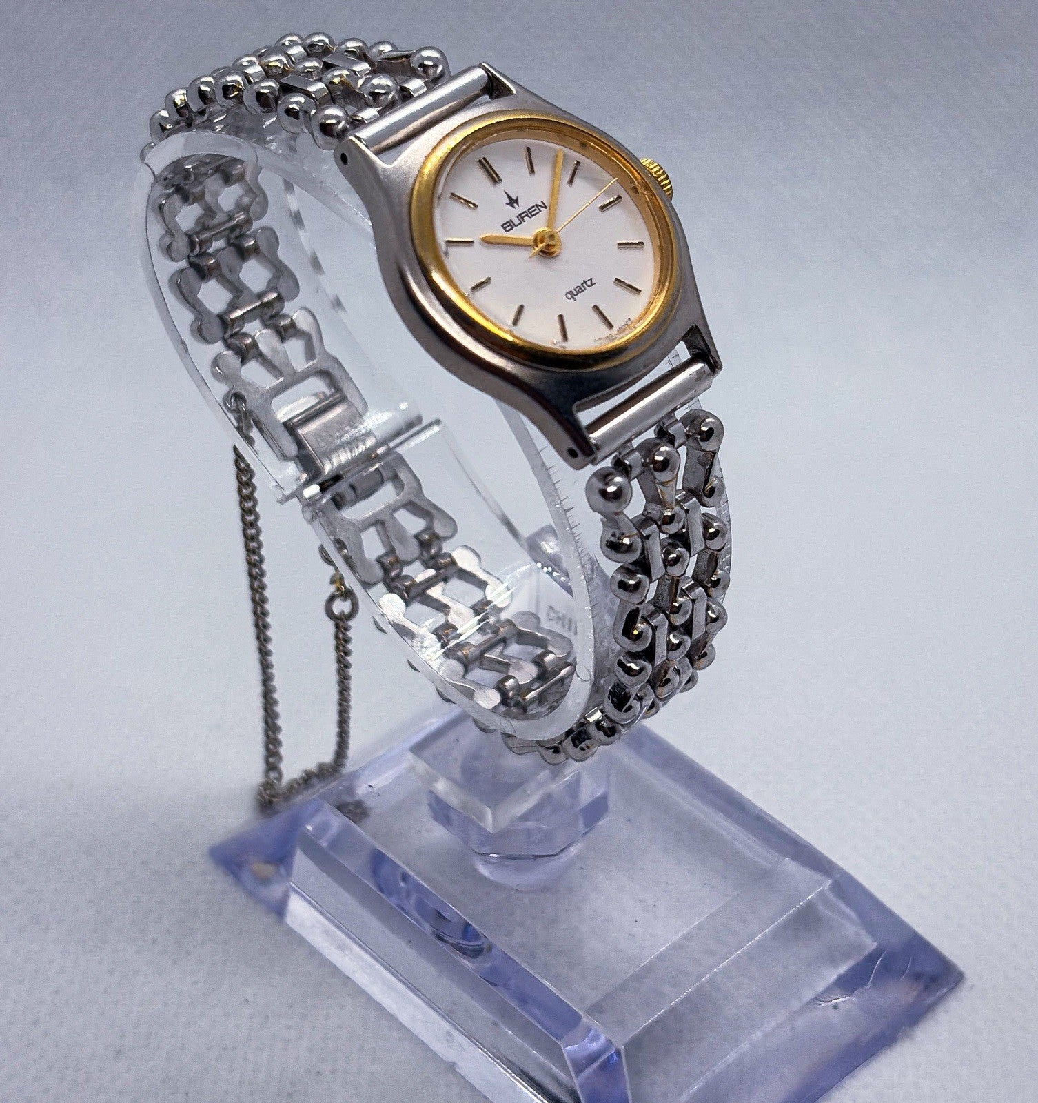 Vintage 1990s Buren Swiss Quartz Two-Tone Dainty Ladies Dress Watch CW-BU-217340