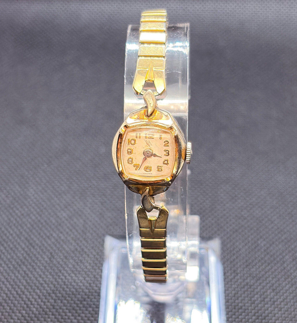 Vintage 1950s Benrus Cocktail Ladies 17J Hand Wind Watch 10K RGP Bezel CZ 25