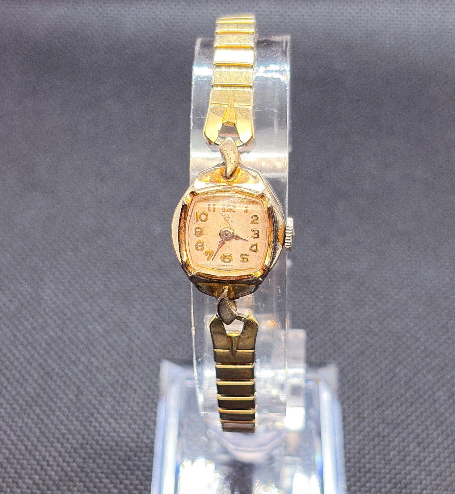 Vintage 1950s Benrus Cocktail Ladies 17J Hand Wind Watch 10K RGP Bezel CZ 25