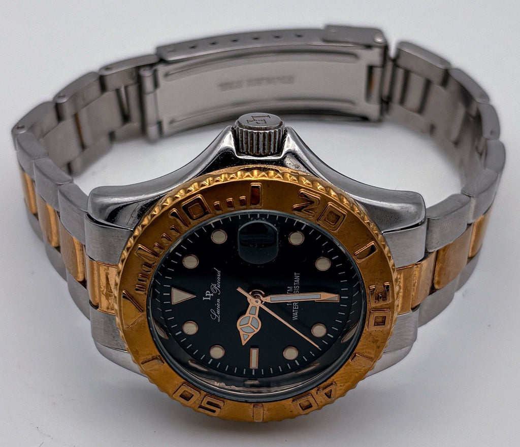 Lucien Piccard Walen Midsize Diver Watch Two Tone Rose Gold Black Dial 35mm
