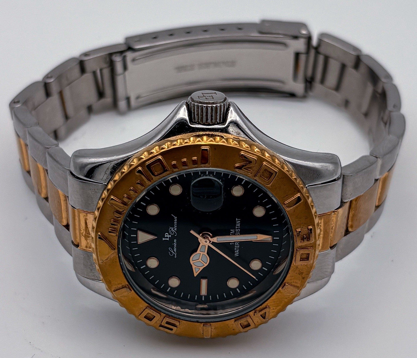 Lucien Piccard Walen Midsize Diver Watch Two Tone Rose Gold Black Dial 35mm