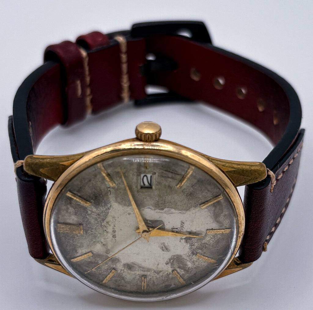 VTG 1958 Seiko Cronos Calendar 21J 14K Gold Filled Watch J14061A RUNNING Patina