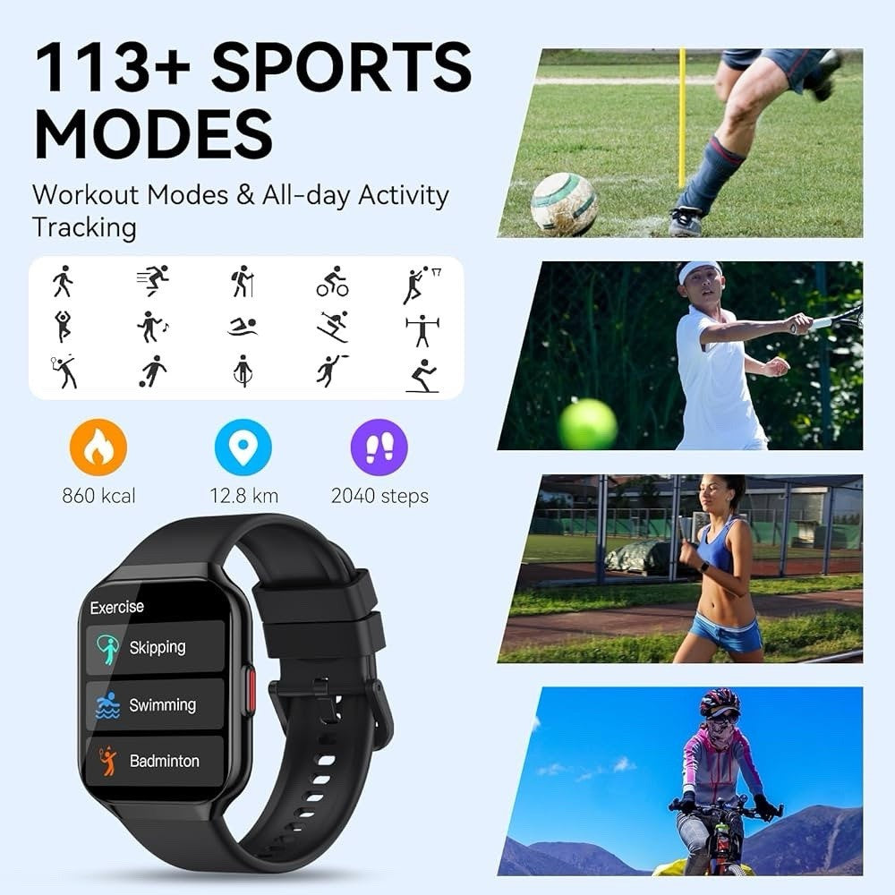 Smart Watch/Fitness Tracker P98 - Black TFT-LCD Smart Watch 1.96” Screen