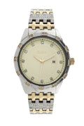 Elgin Men Dress Watch 45mm Textured Champagne Date Dial Gem Set Two-Tone FG9100