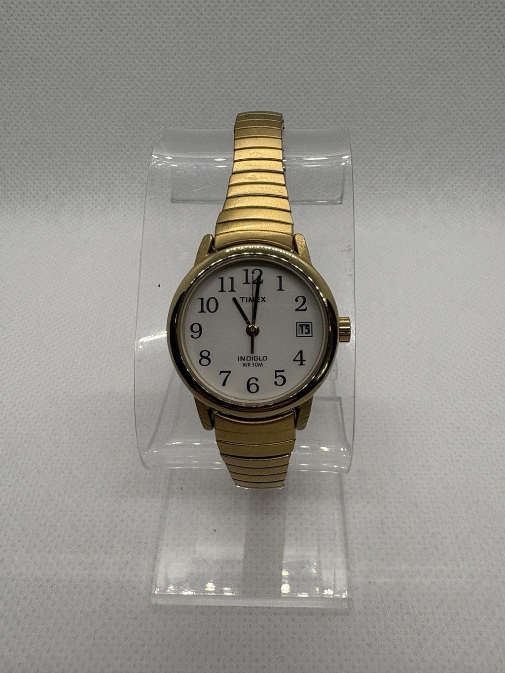 Timex Easy Reader Watch Women Indiglo 25mm Gold Tone Stretch Band New Battery